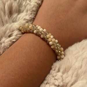 Cream, vanilla, color bracelet, multicolored hair tie bracelet